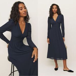 Reformation Liara Dress in Navy